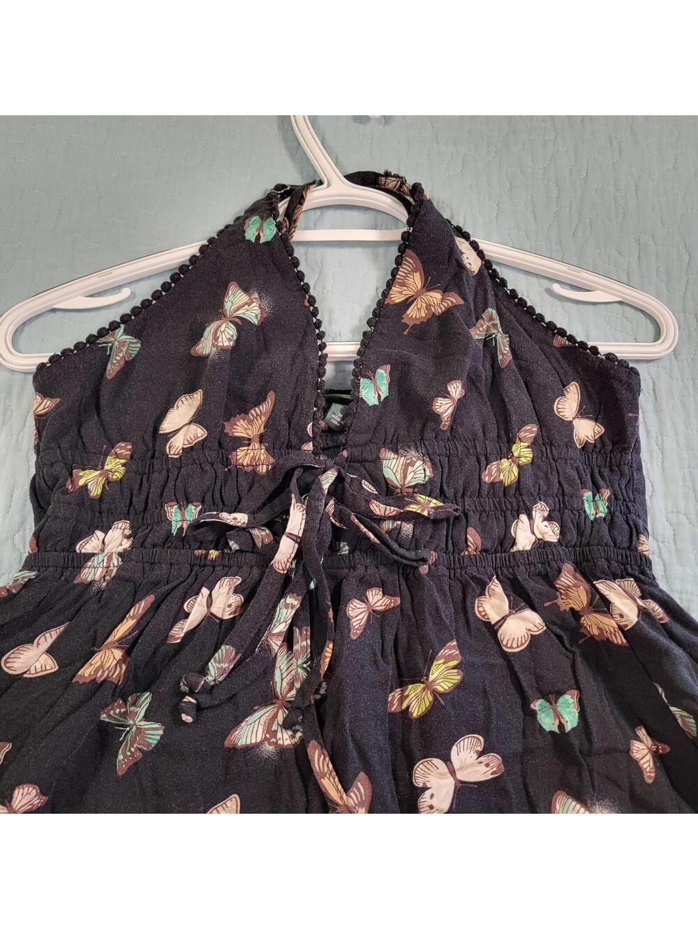 Wild Fable butterfly print babydoll dress  smocked back medium